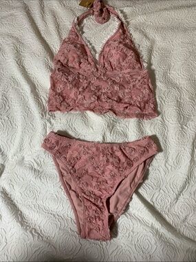 NWT SAMIOL Halter Lace Bikini Set, Size S